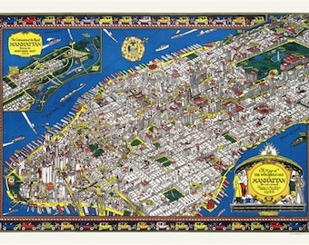 1926 Manhattan Northern Part Map Wrapping Paper by Cavallini to Frame or Wrap, Book Binding, Collage, Scrapbook, Paper Arts PSS 3506