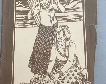 Vintage Folkwear pattern, number 111, Nepali blouse, complete and cut, 1977