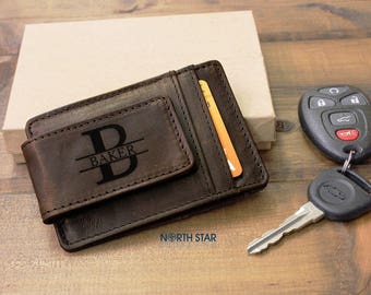 Mens Leather Money Clip, Husband gift, Gifts for Him, Mens Leather wallet, Money Clip, Personalized Leather Money Clip, Anniversary gifts