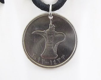 2012 Arab Coin Necklace, Mens Necklace, Womens Necklace, Coin Pendant, Leather Cord, Birht Year, 2012