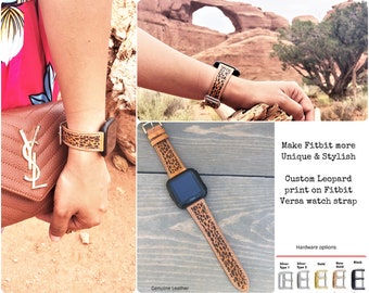 Fitbit Versa Watch Band, Fitbit Versa Bands, Fitbit leather Bands, Leopard print Fitbit Strap, Leopard print strap, Fitbit Versa Straps