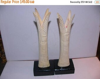 ON SALE Vintage Pair of Bone Carvings
