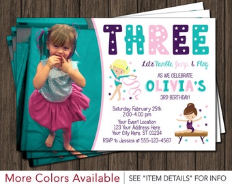 Gymnastics Birthday Invitation | Gymnastic Invitations | Any Age