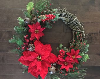 Winter Wreath, Winter Wreaths for Front Door, Holiday Door Wreath, Christmas Floral Wreath, Winter Door Wreath, Door Wreath