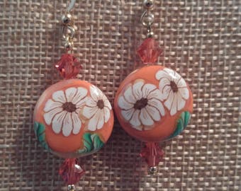 Orange Spring Flower Earrings
