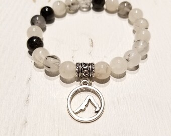 Tourmilated Quartz "Downward Facing Dog" Gemstone Bracelet