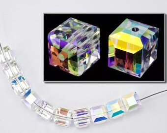 Swarovski 5601 Crystal AB Cube Bead (4mm, 6mm, 8mm, 10mm, 12mm)