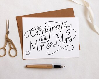 Printable Wedding Card - Congrats to the Mr & Mrs - Wedding Day Card for Bride and Groom - Wedding Gift - Engagement Card - Instant Download
