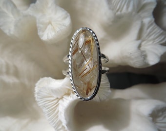 Golden Rutile Agate Ring Size 7.25