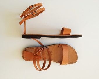 Women Open Toe Leather Sandals - Women Handmade Greek Sandals
