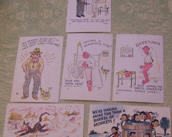 Six vintage comic humor humorous postcards Elmer Anderson