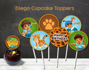 Diego Cupcake Toppers, Diego Party, Diego Printable Toppers