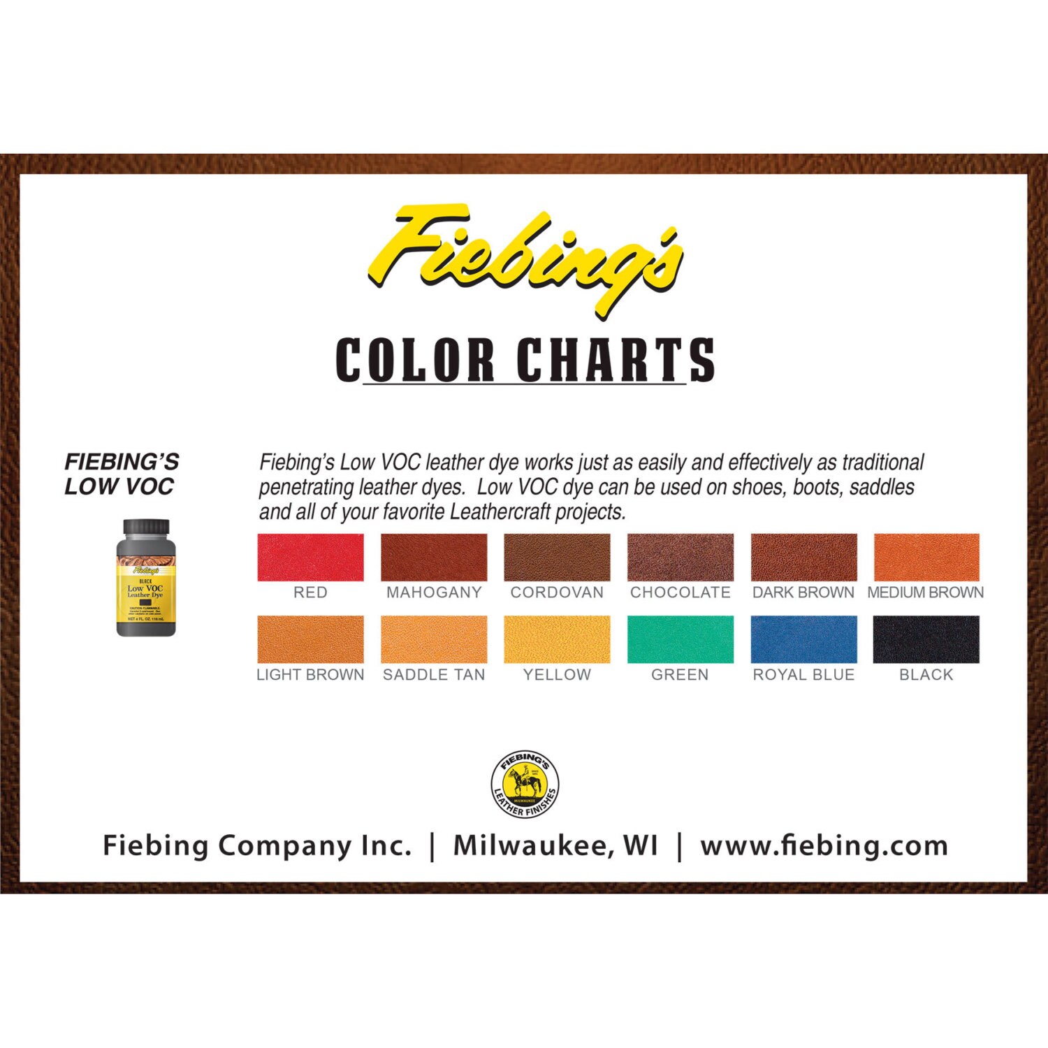 fiebing s low voc leather dye 12 colors from leathercraftsupplies fiebing s leather dye color chart