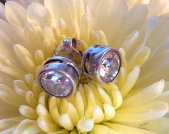 Sterling Silver Bezel Set CZ Earrings (st - 1502)