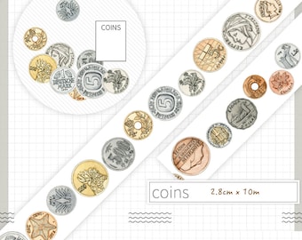 1 Roll of Limited Edition Washi Tape: Coins