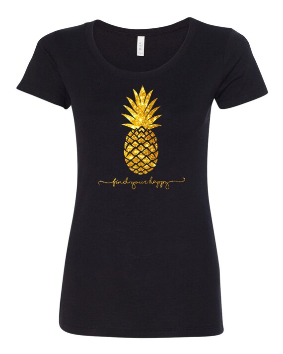 Pineapple Shirt Full Front Logo in Gold Glitter or Gold Foil