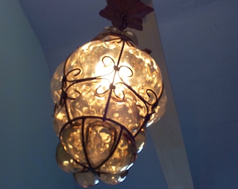 Murano. Light.Luminaire.Glass.Lattern.Amber.. blown glass