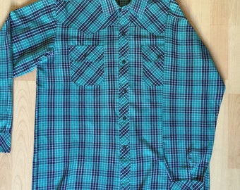 Western Shirt Green & Blue