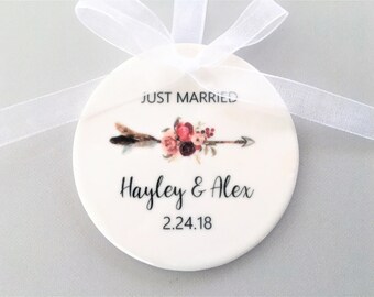 Personalized Wedding Ornament, Wedding Ornament, Wedding Ornaments, Just Married, Newlywed Gift, Wedding Gift, Wedding Gifts, Bride Gifts
