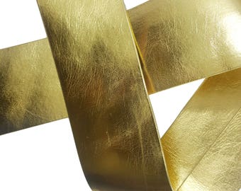 Gold Silver Faux Leather Ribbon Trim for Crafts and Fashion