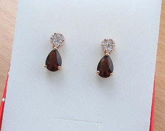 Brown Earrings Stud Drop Earrings Gold Jewelry Wedding Earrings Gift for Mother of Bride Mother of Groom Gift for Wife Teardrop Earrings