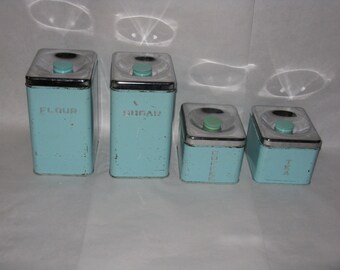 Mid Century Modern metal canister set Lincoln BeautyWare