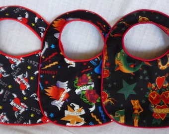 Tattoo Baby Bibs Punk Rock - set of 3 bibs