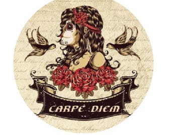 pretty cabochon "carpe diem", woman, 20mm