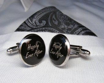 Happily Ever After Cufflinks - Wedding Cufflinks - Groom's Gift - Mens Accessories