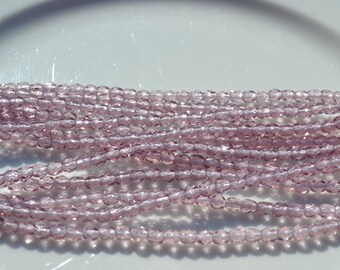 Light Amethyst 4mm Faceted Fire Polish Round Czech Glass Beads 50