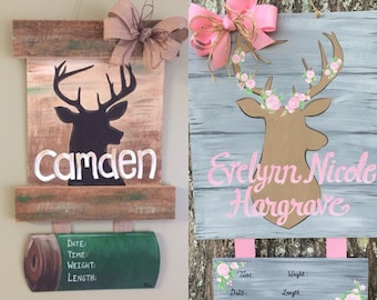 Personalized Handpainted Deer Hospital Door Hanger
