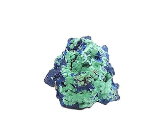 Blue Azurite with Crystalline Balls of Green Chrysocolla and Malachite Earth Mineral Specimen from Morenci Arizona