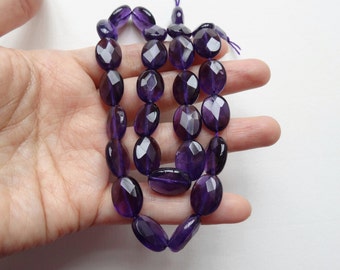 Dark Purple Amethyst Faceted 10x14 mm Ovals Hong Kong cut beads One 16" strand N248
