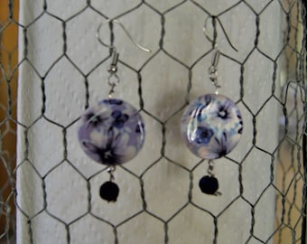 Hand Made Purple Floral Earrings