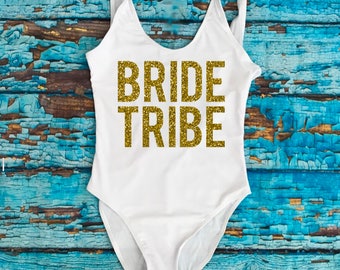 Bride tribe Bathing Suits. Honeymoon Swimwear. Swimsuit. Bridesmaid Gift. Bride Wedding Gift. Maid of Honor. Bachelorette Swim.