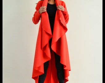 Maxi coat / Red warm coat /Long extravagant coat /Women wool coat /Adorable Cashmere coat /Winter wool coat By LOCKERROOM