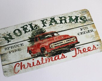 Christmas Sign - Red Truck Sign - Wreath Sign - Aluminum Sign - Wreath Attachment