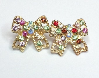Rhinestone Bow Earrings