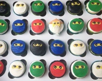 Ninjas edible fondant cupcake toppers made by FancyTopCupcake