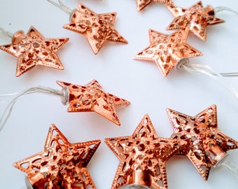 Rose Gold Fairy Lights / Star Fairy Lights / Battery Operated Lights / Rose Gold Decor / Festive Lights / Star Lights