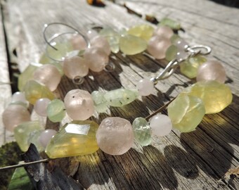 Rose and Prehnite Necklace with Earrings