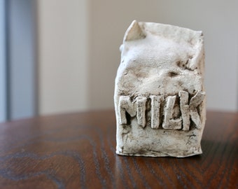 rustic ceramic milk carton