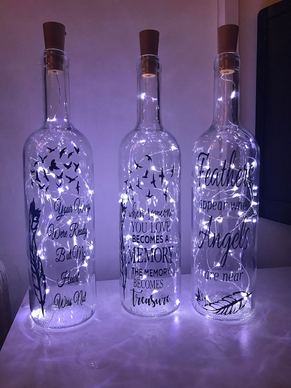 Wine Bottle With Quote & Lights