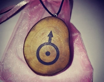 Celestial Symbol Planet Uranus Sun Moon Venus Jupiter Necklace Wooden Charm Brown Eco Friendly Handmade Personalised Charms Jewellery #Etsy