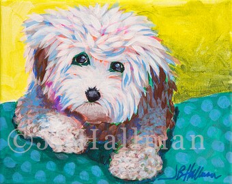 Bichon Poodle Mix - 8x10" Print of original acrylic painting dog portrait
