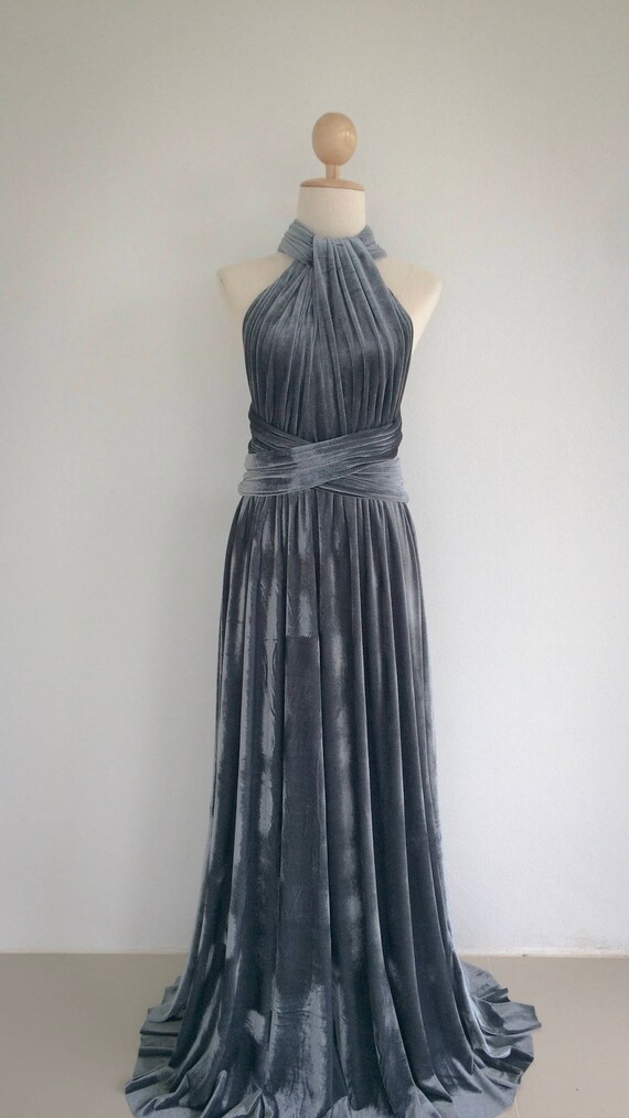 Silver Grey Velvet Bridesmaid Dress infinity Dress Prom Dress