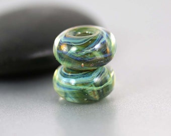 Lampwork Glass Beads - Pair - Lampwork Beads - Green