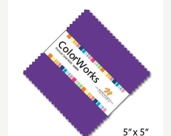 20% off thru Apr 24th Northcott- 42 five inch "Charm Pack" squares COLORWORKS RAINBOW 10 different cotton SOLIDS Premiim 9000