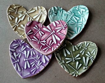5 Ceramic Ring Dishes Ring bowls ring holders dragonflies itty bitty edged in gold Baby shower wedding shower bridal shower