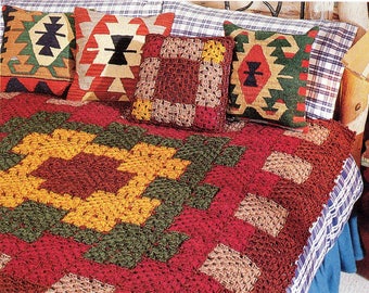 Southwestern Afghan and Pillow Crochet Pattern Western Afghan Blanket and Pillow Crochet Pattern PDF Instant Download